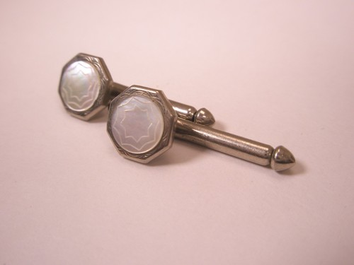 SINGLES(2) 5/16" White Engraved Vintage SWANK Formal Tux Prom Shirt Stud h65 - Picture 4 of 7