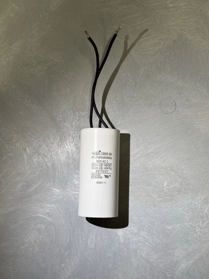 Condensador CBB60 80Uf 300V AC 2 hilos 50/60Hz 5% 44X95 ventilador motor condensador de aire Foto 2 de 4