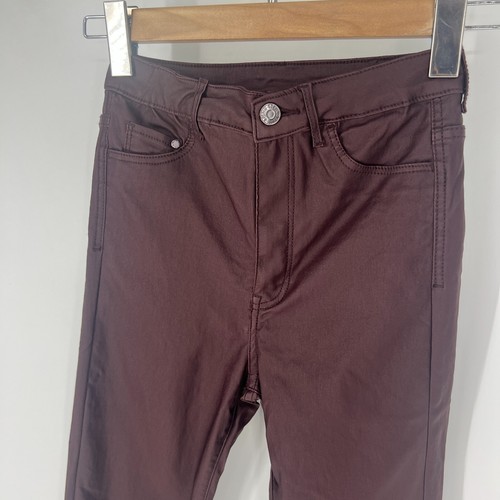 H&M Super Skinny High Waist Jeggings Womens Size 26/30 Burgundy Coated Denim - Picture 5 of 11