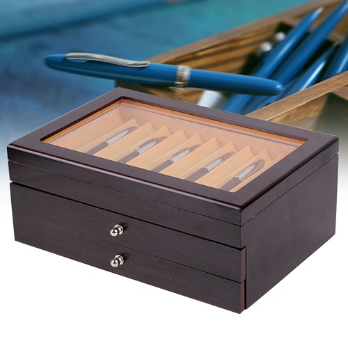 Caja de lápices de 3 niveles de 34 rellenos caja de soporte de lápices de madera + organizador de pantalla de bolígrafo de vitrina - Imagen 10 de 29