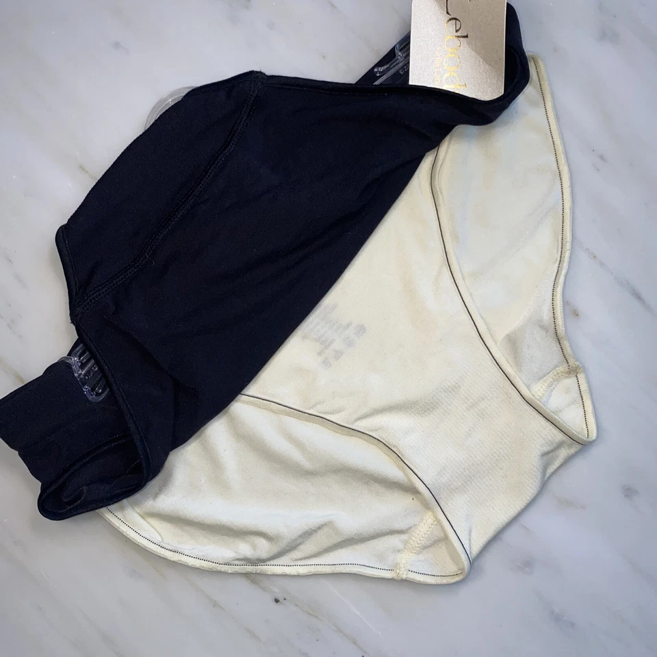 Nuevo Bikini Y2K Vintage Lebody Etiqueta Dorada Blanco Negro x2 M Elastizado Espalda Completa Foto 2 de 4