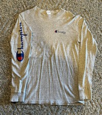 Vintage 80s Champion Brand Script Heather Long Sleeve Shirt M