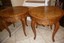 2 beautiful burl/birdseye maple wood round side/end tables w/ drawer-excellent!