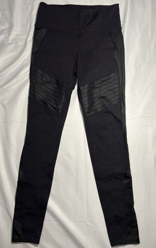 Athleta High Rise Power Gleam Tights Leggings 27" Black Mesh Women's Small NICE - Picture 2 of 7