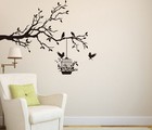 Tree Wall Sticker Branch with Birds & Cage Wall Art Decal Vinyl DIY Home Decor