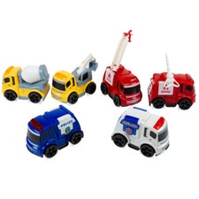 6 PCS Kids Toddlers Pull Back Friction Powered City Cars Trucks Toy Vehicles Set