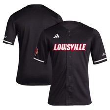Louisville Cardinals adidas Black 2025 Full-Button College NCAA Baseball Jersey