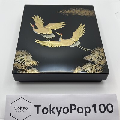 Urushi Box Japanese Lacquer Letter Box with Golden Makie Cranes | eBay