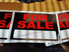 For Sale Signs w/Fill In Space, Black and Red Plastic 8" x12" QTY 10