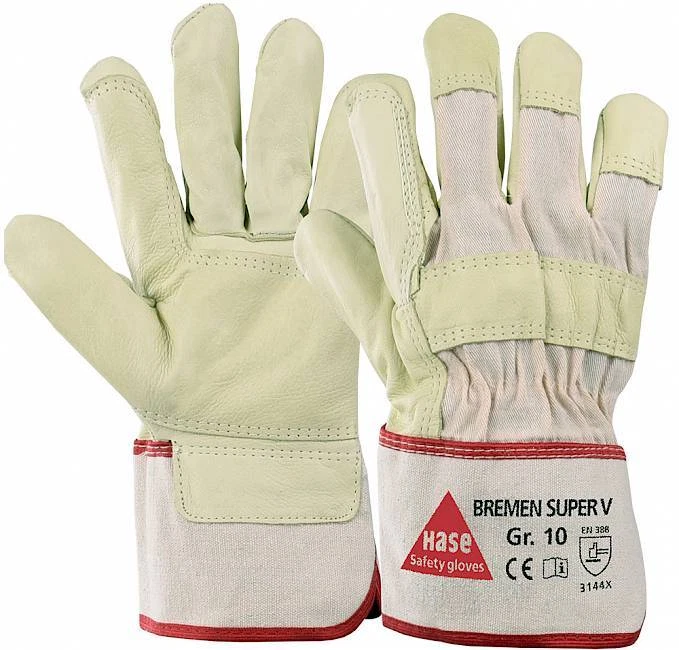 HASE Arbeitshandschuh Rindnarbenlederhandschuh Bremen Super V Gr. 10 12 PAAR - Bild 1 von 1
