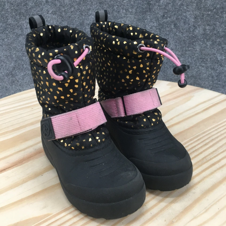 Northside Waterproof Snow Boots Toddler 7 Frosty Black Faux Leather Mid Faux Fur - Image 3 of 4
