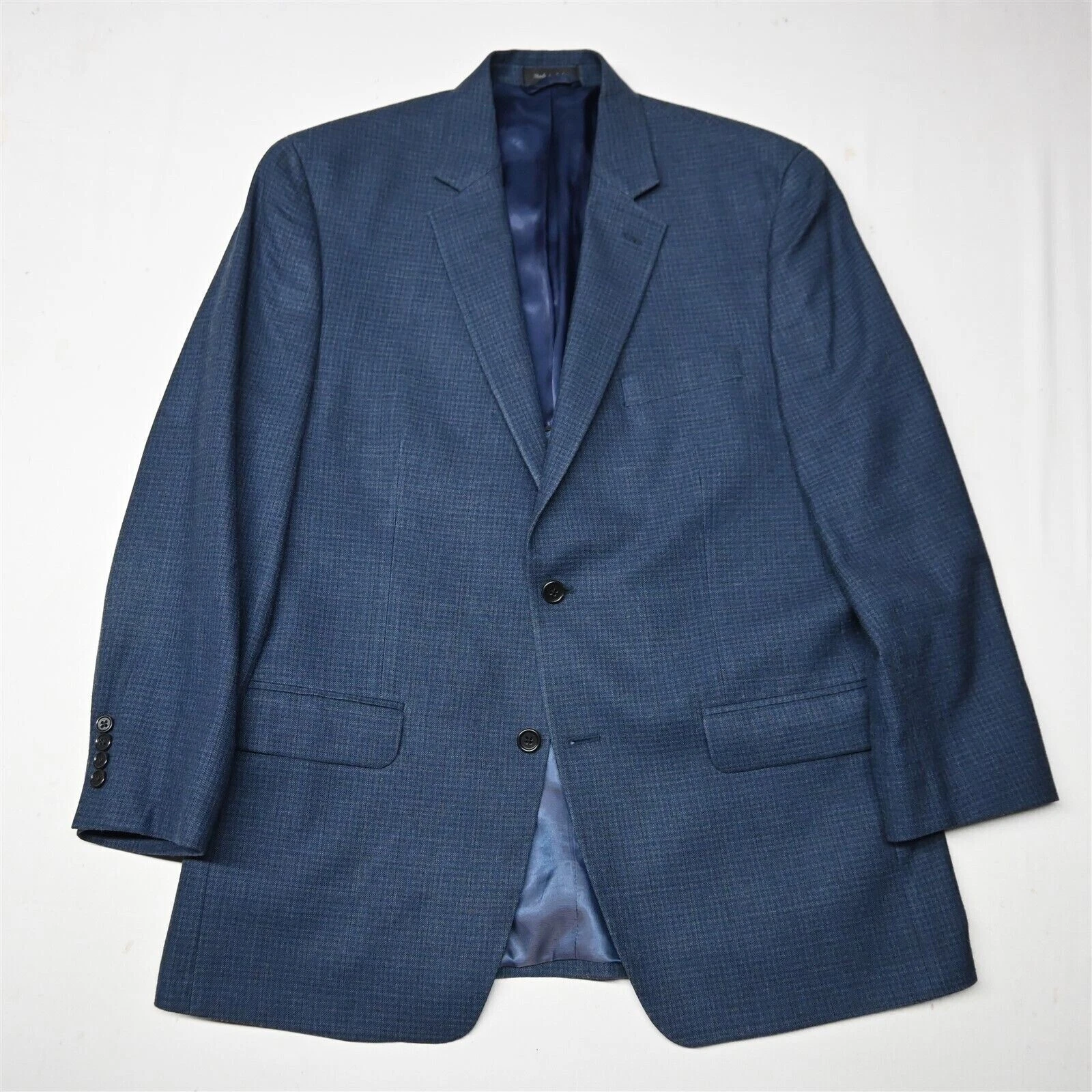 Blazer tuta uomo lana seta quadri blu Michael Kors 42R giacca cappotto sportivo