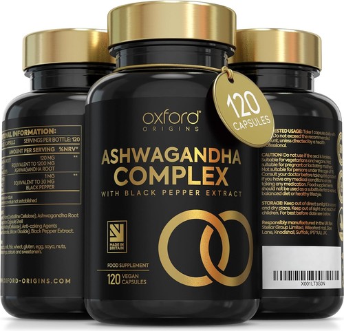 Ashwagandha Capsules x 120 Root Powder Stress Anxiety Relief Fatigue Tiredness - Picture 2 of 16