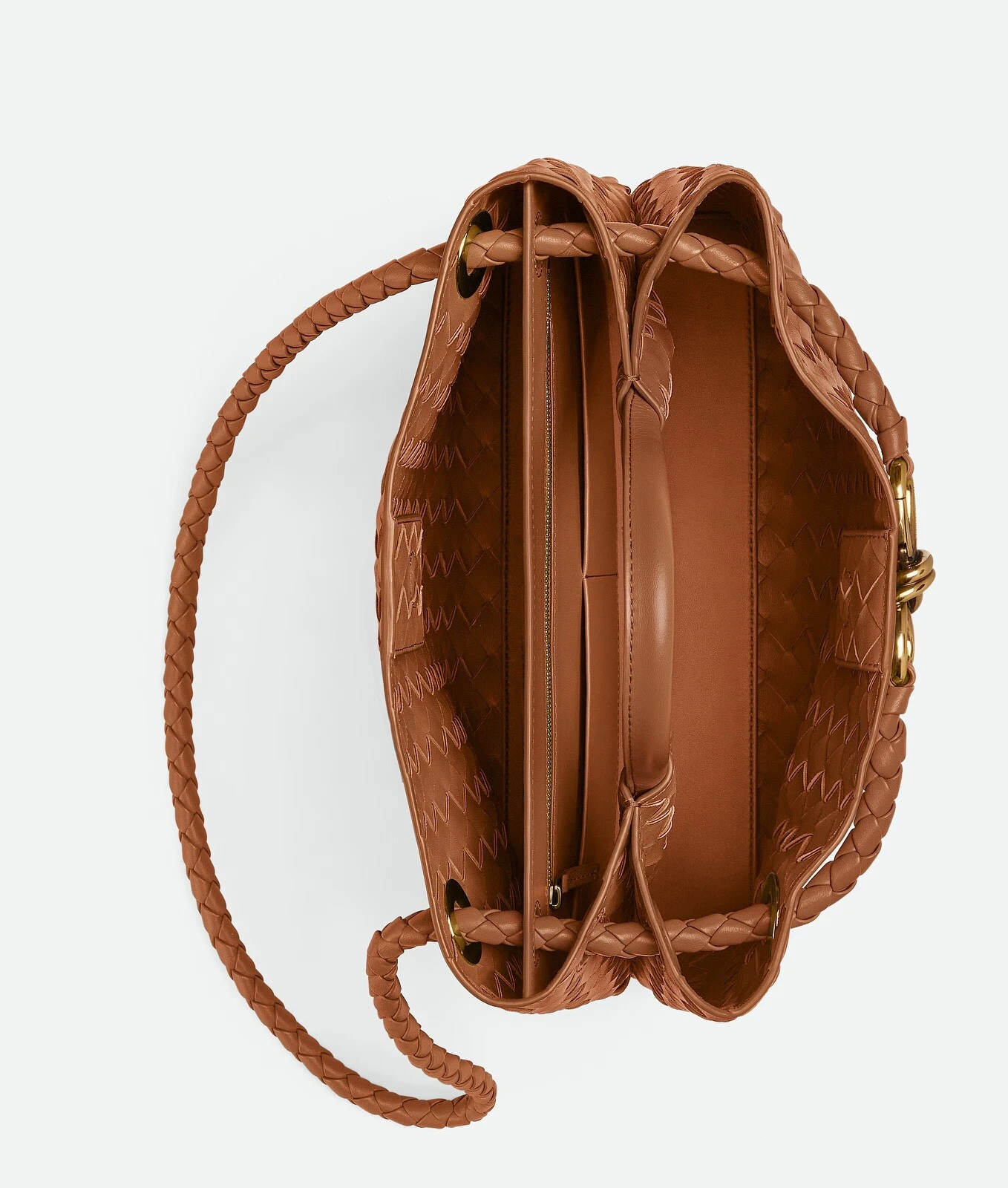 Borsa Bottega Veneta Andiamo media colore ambra pelle manico superiore nuova