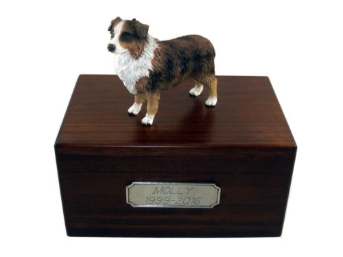 Schöne Palownia Holz personalisierte Urne brn DOKD Australian Shepherd Figur - Bild 1 von 5