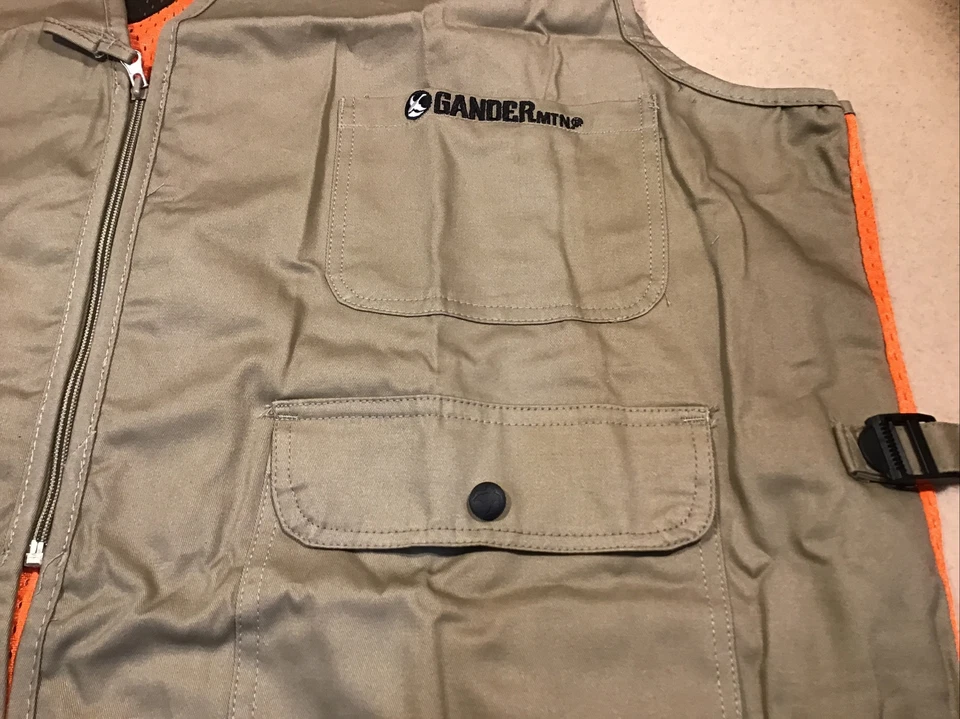Gander Mountain Khaki/Blaze Hunting Fishing Cargo Vest  large  NWOT Lightweight - Image 2 of 4