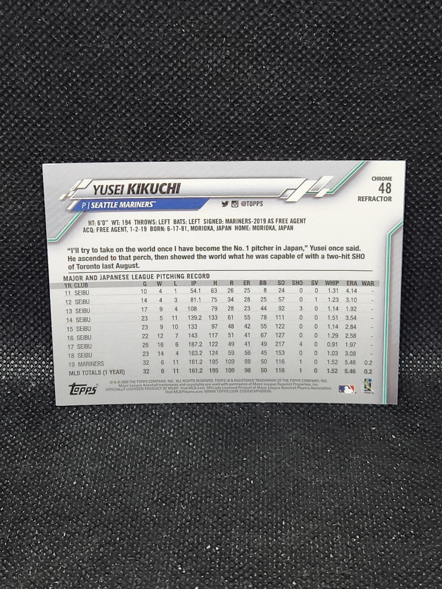 2020 Topps Chrome #48 Yusei Kikuchi REFRACTOR PARALLEL (M11) | eBay