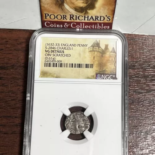 Charles 1 King of England, Scotland, Ireland. (1632-33) Silver Penny NGC X188