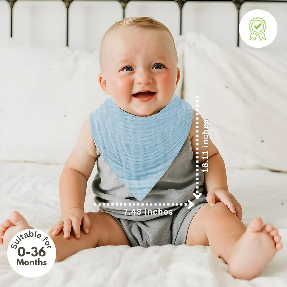 Baberos babaera bandana bebé 8 un. para niños niñas, unisex suaves baberos para bebés ofertas de muselina Foto 4 de 4