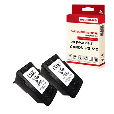 Cartouche CANON PG-512XL Noir compatible x2 NOPAN-INK - Photo 1/3