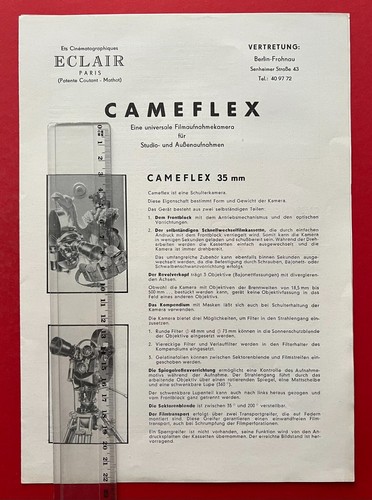 Reklame Prospekt ECLAIR Paris um 1960 CAMAFLEX Filmaufnahmekamera  ( F22188 - Bild 1 von 5