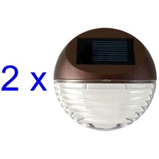 Solar Powered Round Mini LED Deck Light / Step Light, Bronze Finish, 2-Pack