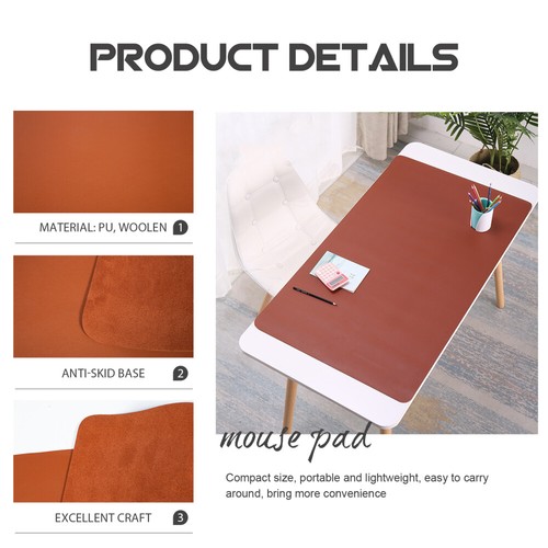 3 Pieces PU Table Mat Office Desk Pad Protector for Large - Afbeelding 10 van 12