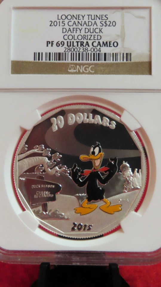2015 NGC PF 69 ULTRA CAMEO CANADA SILVER $20 LOONEY TUNES DAFFY DUCK - Image 4 of 4