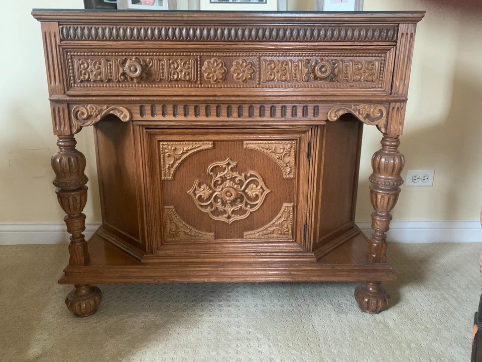 Якобинский стиль 4 изделия резной антикварный дуб обеденный набор - Изображение 4 из 4