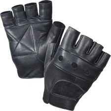 Black Fingerless Biker Gloves Riding Driving Motorcycle Genuine Premium Leather