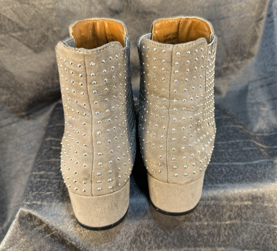 Topshop Botas Mujer Talla 38 Gris Tachonado Gamuza Tobillo Chelsea Tacón Bloque Zapatos Foto 2 de 4