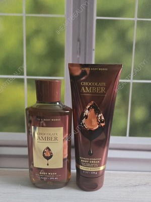 bath and body works chocolate amber body cream and shower gel