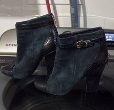 Tory Burch Milan Bootie Blue Green Suede Leat...