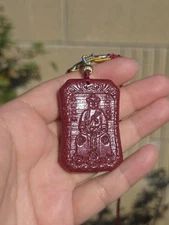 Heavy 52g Cinnabar Amulet Pendant | Intricately Carved "General Pi Shi" Tai Sui