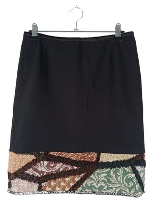 AIRFIELD Damen Bleistiftrock Gr. 36/S Schwarz Elegant Business mit Fransen