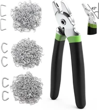300 Pcs Hog Rings with Bent Ring Pliers Kit 3/4" 1/2" 300PCS-Bent, Black 