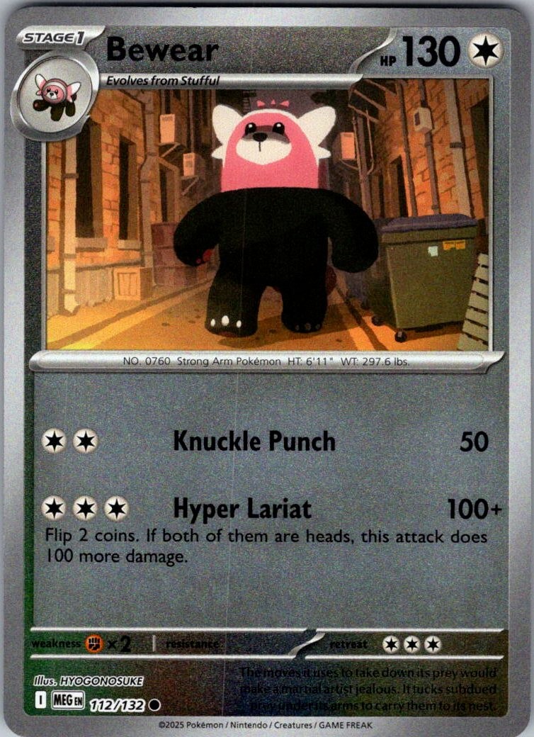 Bewear Reverse Holo Common ME01: Mega Evolution 112/132 NM