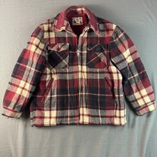 Vintage 1970s Woolrich Plaid Hunting Wool Full Zip Jacket USA Made Large