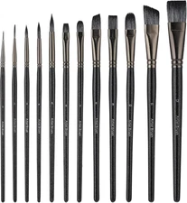 12 Pcs Acrylic Artist Brush Set for Face Paint, Body Art & Crafts