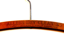 Vintage Wood Coat Hanger Advertisement Allens Dry Cleaner Bakersfield California