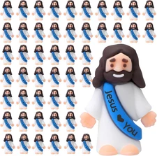 Bememo 50 Pcs Mini Jesus Figures Jesus Loves You Christ Toys Little Christ Figur
