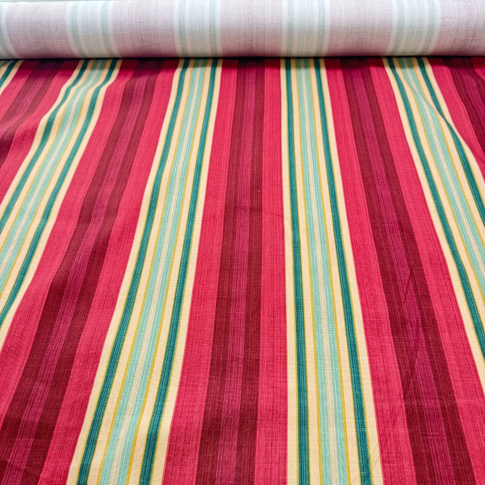Tela de tapicería Jay Yang rayas rojas verdes 54x104 2,8 yardas 1444-17 Foto 2 de 4