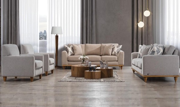 Wohnzimmer Set 4Tlg 2X Sofa Dreisitzer Design 2X Sessel Modern Neu MöBel-image