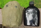 US Military WW2 Water Porcelain Enamel Canteen w/ Modified Canvas Pouch