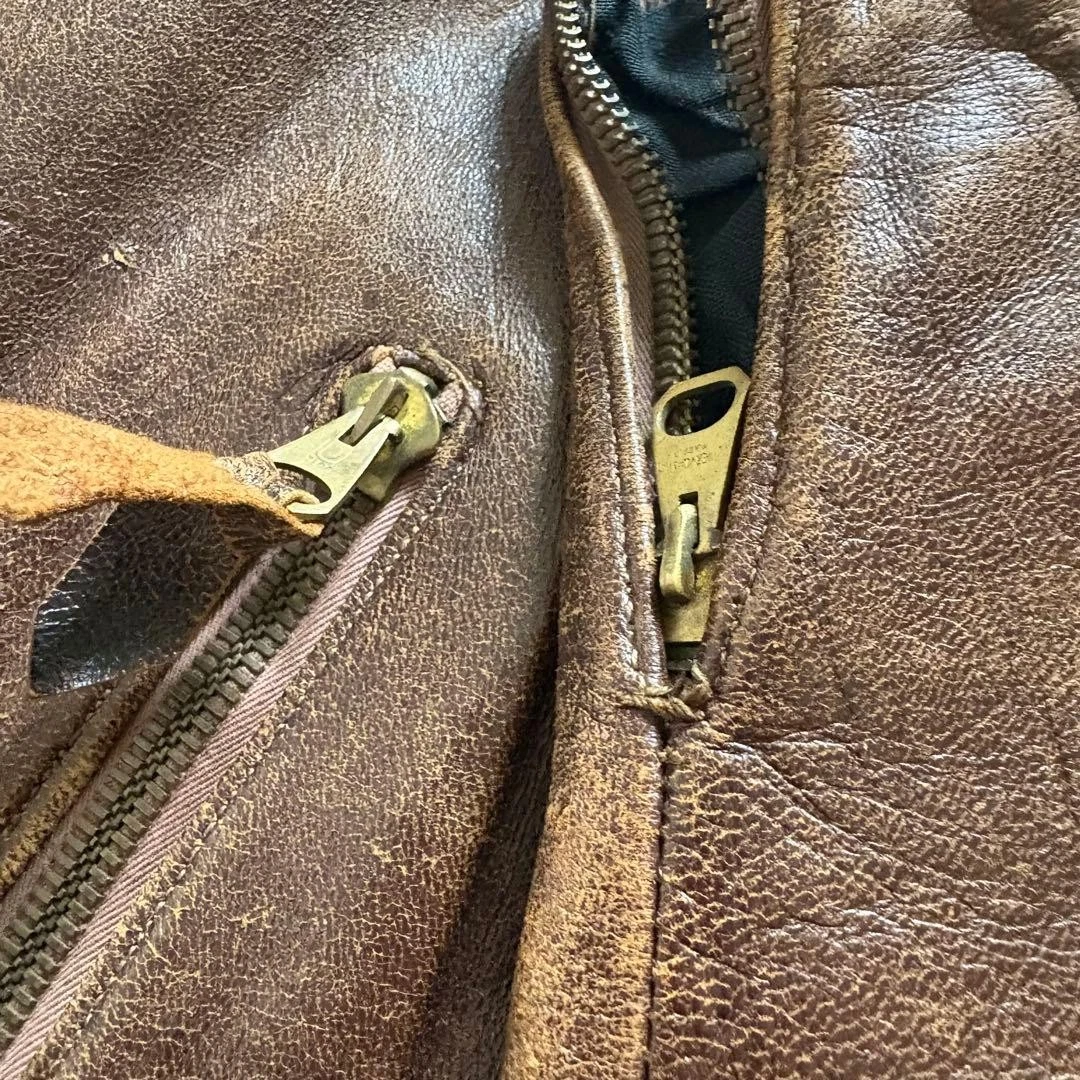 1930s–1940s Aviator Leather Jacket (Approx. Size L) - product detail image 9