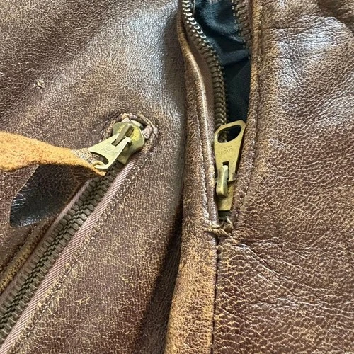 1930s–1940s Aviator Leather Jacket (Approx. Size L) image 9
