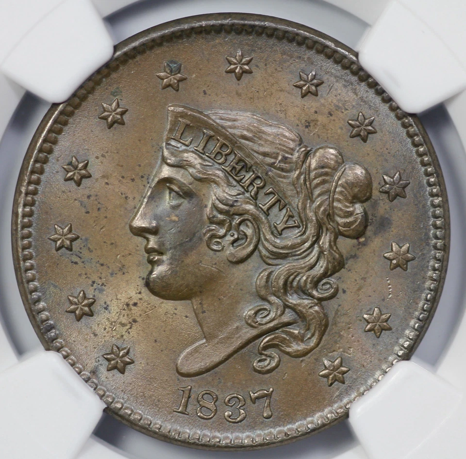 1837 Coronet Head 1c Large Cent NGC MS 63 BN CAC Approved Brown - Image 2 of 4
