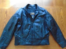 Pro Rider Mens Black Leather Motorcycle Jacket Size 42 
