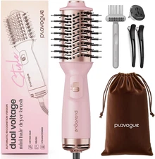 PLAVOGUE Mini Dual Voltage Hair Dryer Brush, 1000 Watts Travel Hot Air Brush wit
