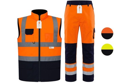 Hi Vis Bodywarmer Weste & Cargohose Set wasserdicht reflektierend 500D Oxford